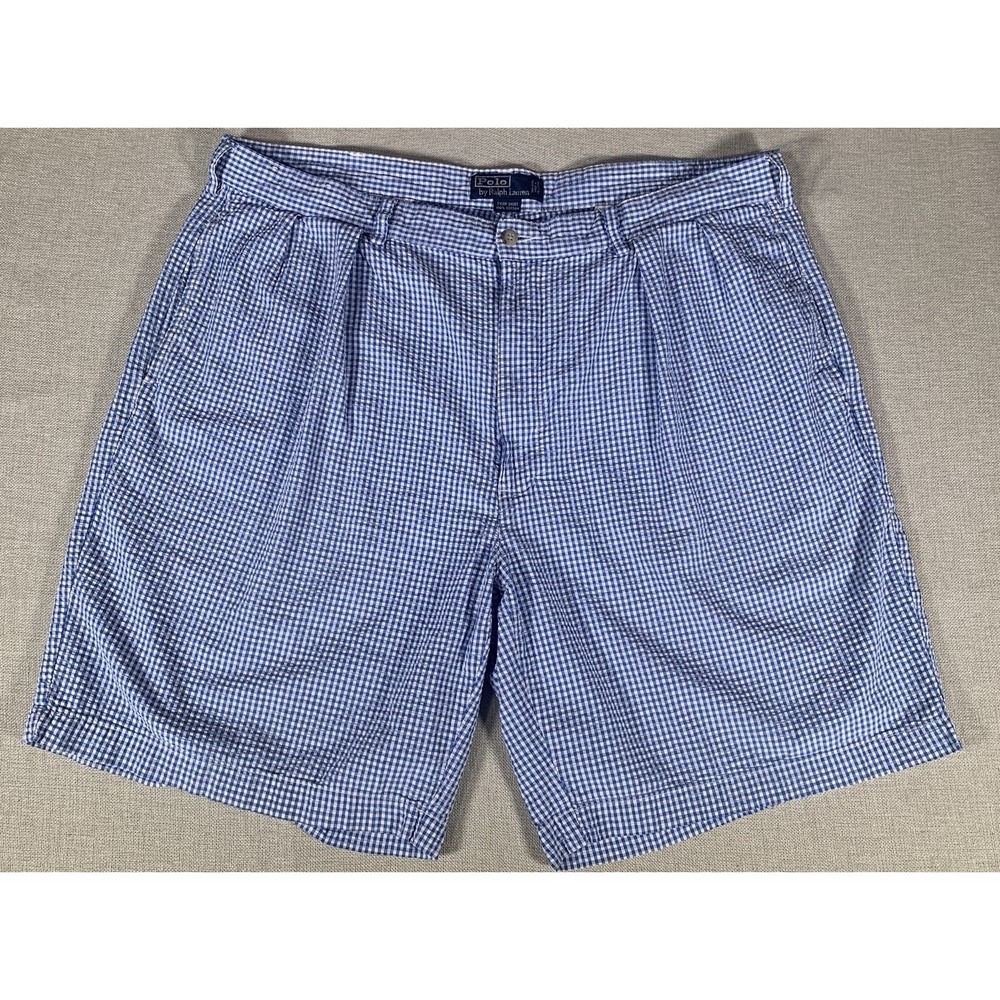 Polo Ralph Lauren Tyler Shorts Seersucker Blue‎ And White Checks Size 38